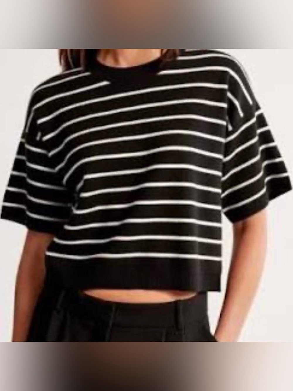 Abercrombie & Fitch Striped Short Sleeve Sweater
